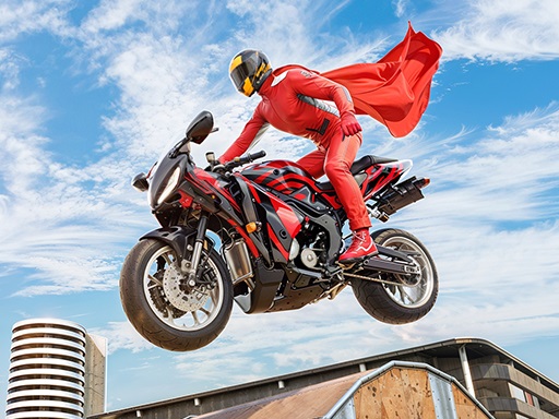 Real Motorbike Super Hero Stunt 3D Logo